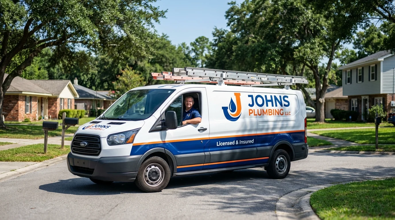 Johns Plumbing LLC service van in Fulda, MN