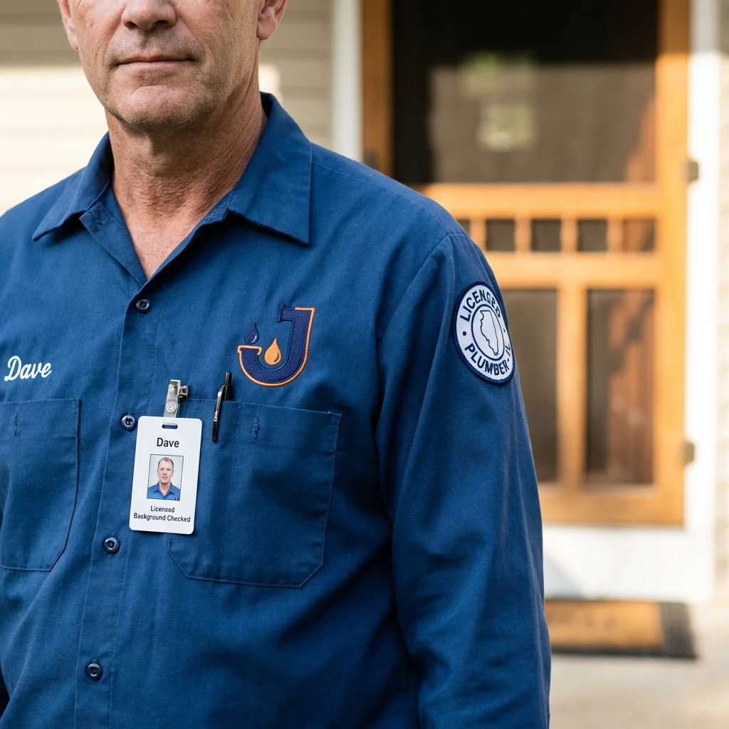 Licensed plumber showing ID badge in Fulda, MN
