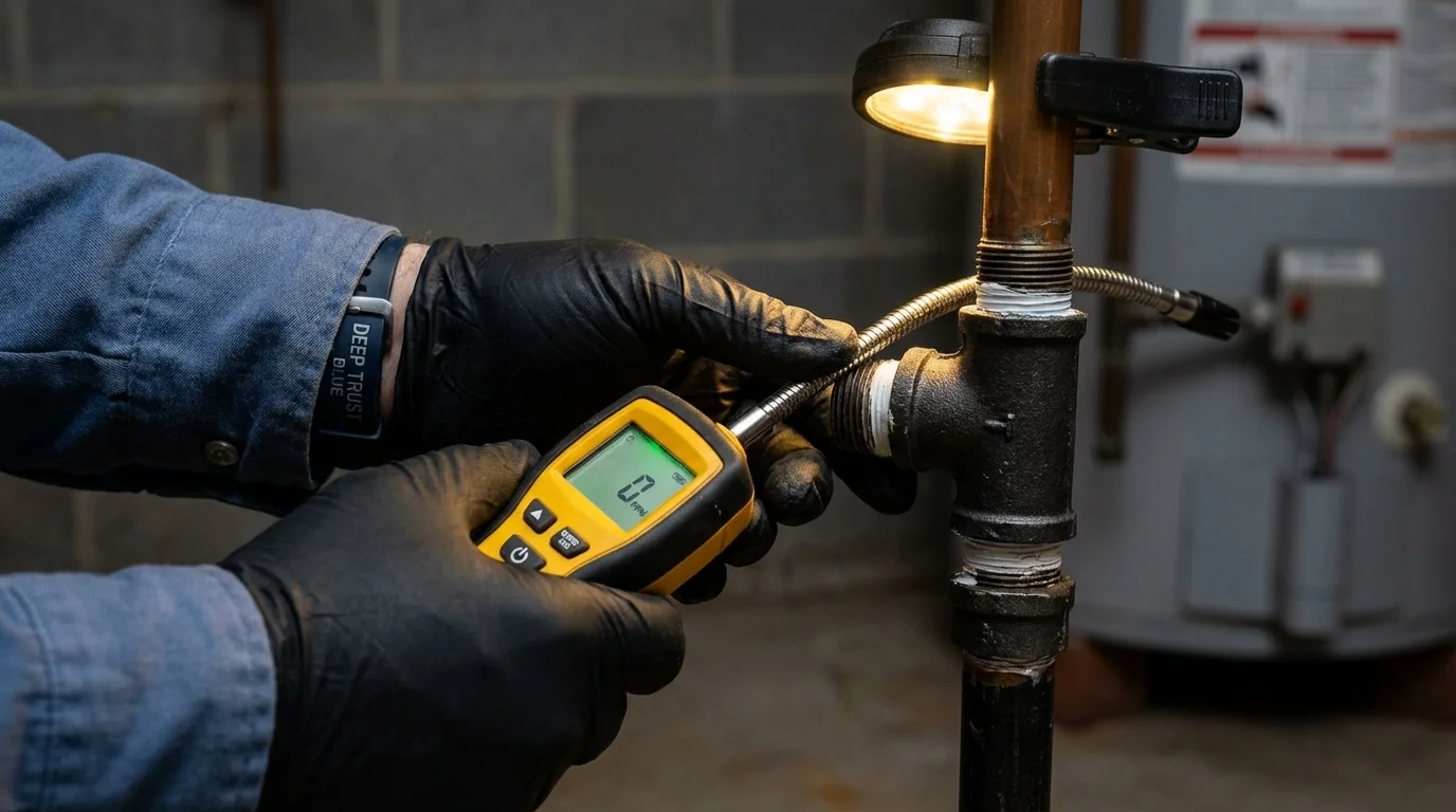 Gas leak detection with electronic sniffer by Johns Plumbing LLC in Fulda