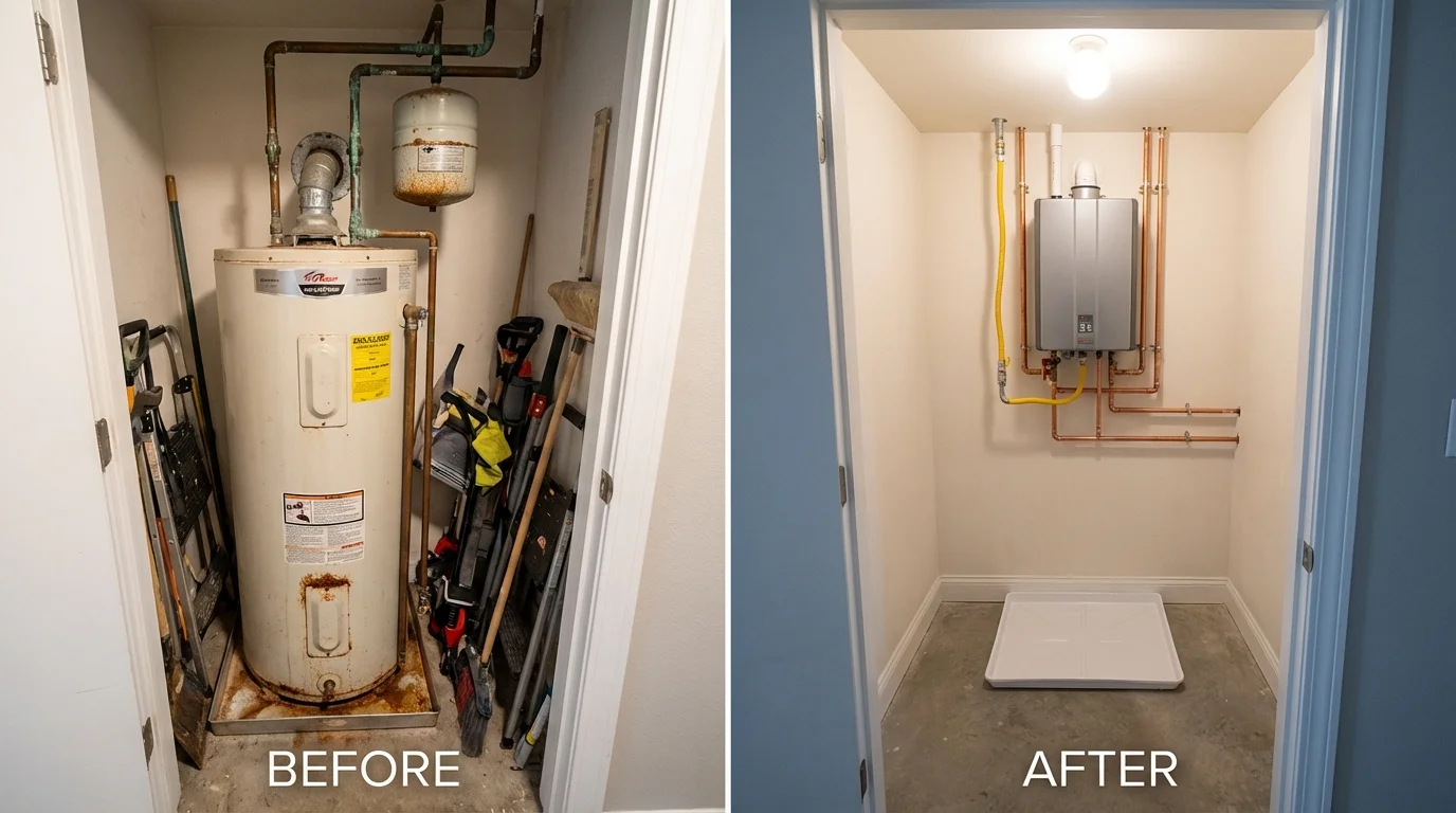 Tank water heater versus wall-mounted tankless unit comparison for Fulda, MN homeowners