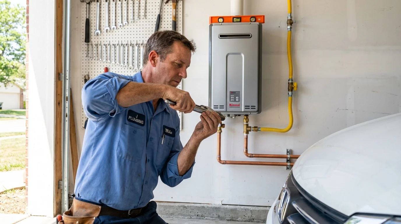Tankless water heater installation by a Johns Plumbing LLC plumber in Fulda